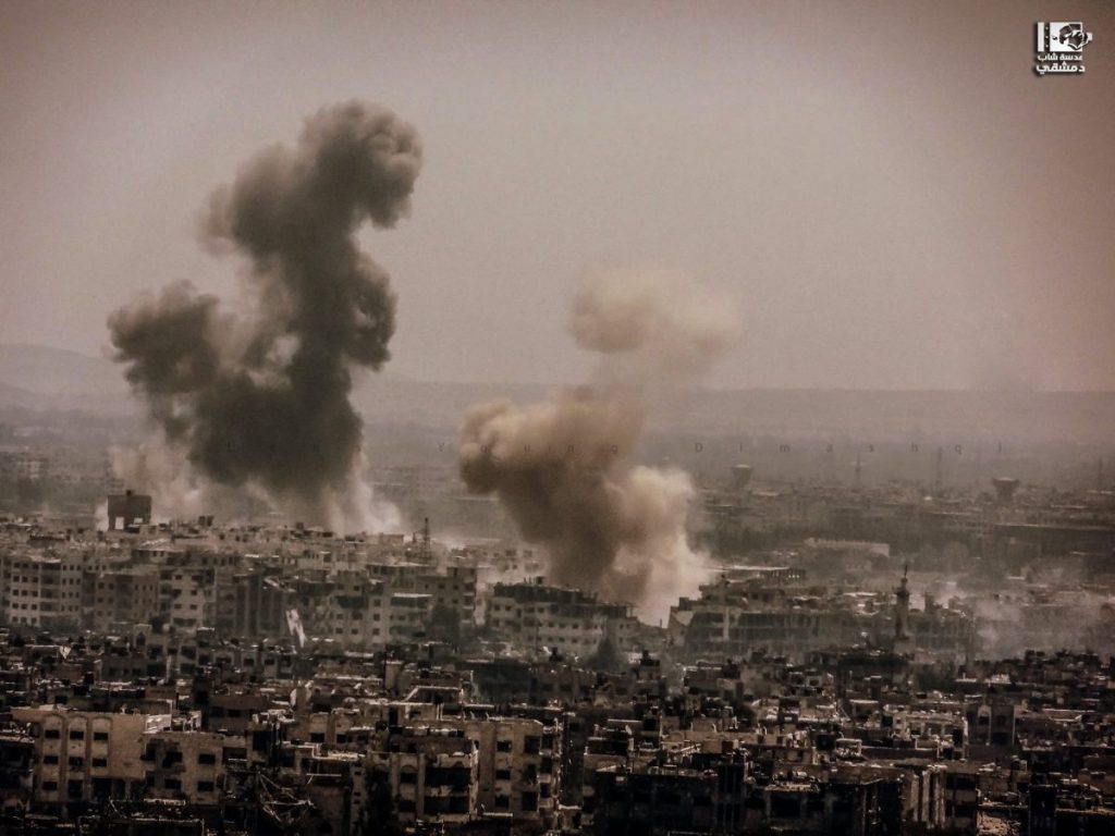 Assad regime kills civilians bombing Damascus, 09 / 16 / 2014 Photo credit: Young Lens Dimashqi