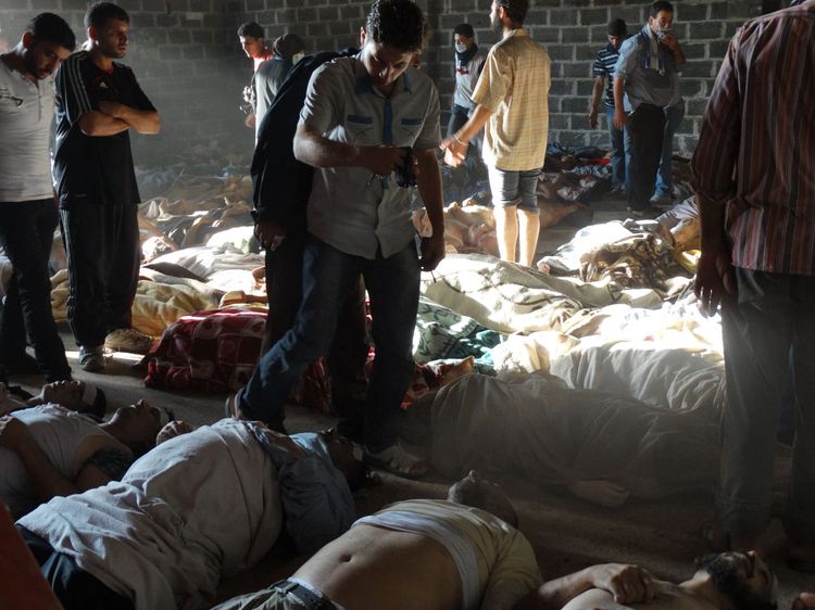 En août 2013, des images diffusées par l'opposition syrienne de victimes de l'attaque à la Ghouta. 