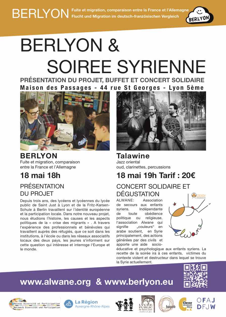 BERLYON (Lycée Saint Just) et Soirée syrienne COMPLET